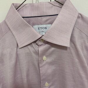 Eton Slim Fit Cotton Linen Blend Long Sleeve Lilac Shirt. Size 42/16.5.